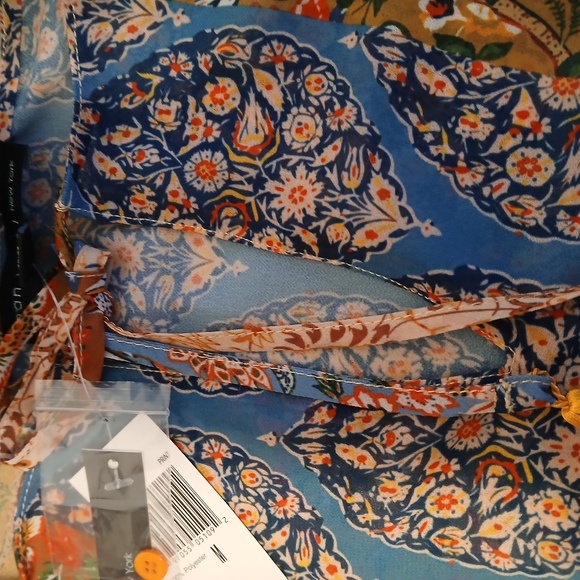 Joan Vass Women Floral Bohemian Boho Hippy Festival Blouse Tassel Top Medium NEW - Picture 10 of 11